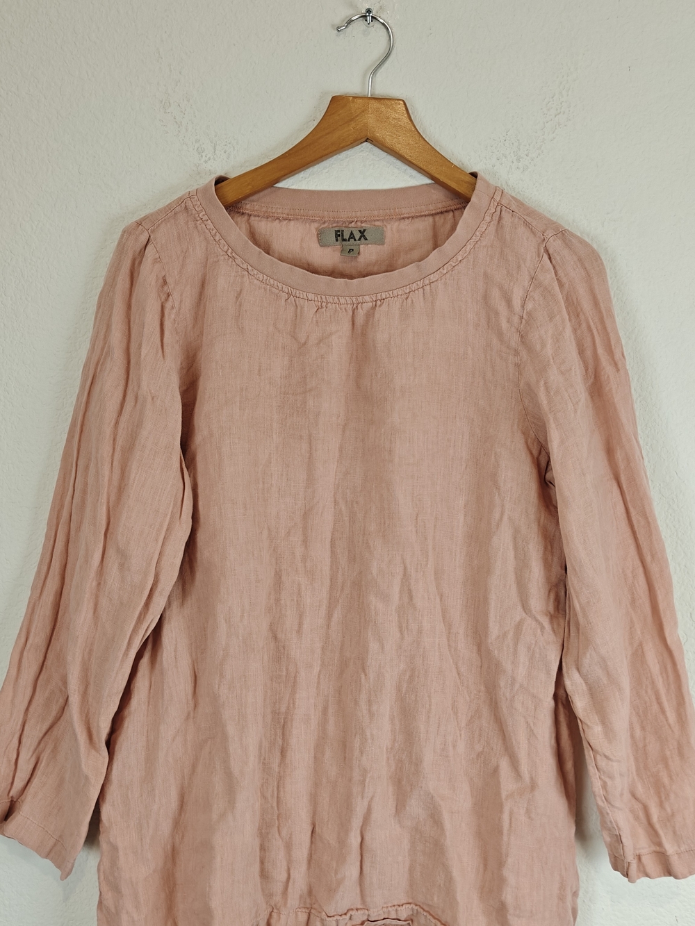 FLAX 100% Linen Pink Relaxed Fit Tunic Top | Coastal Cottagecore Boho Small - Picture 3 of 11